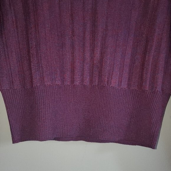 Michelle Mason Metallic Fine Knit Cropped Purple Pink Sweater Small - Picture 3 of 12